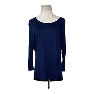 Zara blue 3/4 sleeves detail back zipper blouse size small